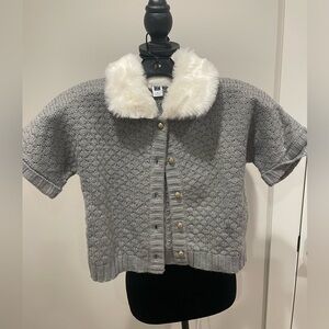 Grey sweater with faux fur collar-Janie and Jack